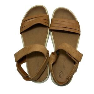 Ecco Flowt Leather Nubuck Sandals Womens 6.5‎ Ankle Straps Brown Comfort Travel